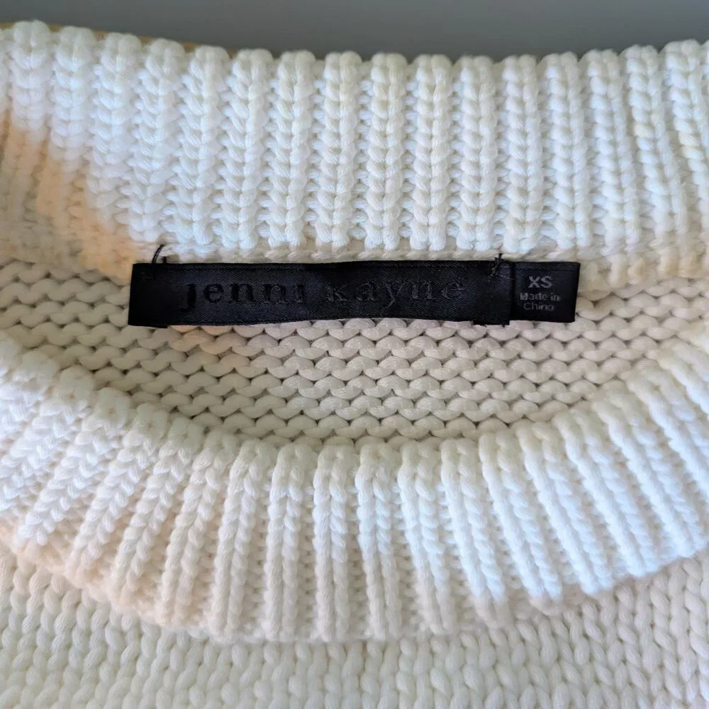 Jenni Kayne chunky crewneck cotton sweater in ivory white Size XS NWOT - Picture 4 of 11